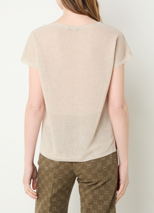 Gerard Darel Lixia grofgebreide top met ronde hals - achterkant beige