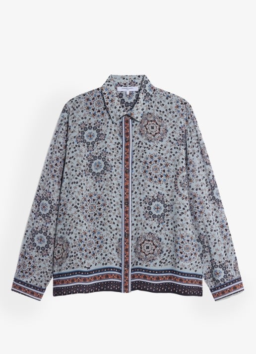 Gerard Darel Liz blouse met paisley dessin - voorkant 2 lichtblauw