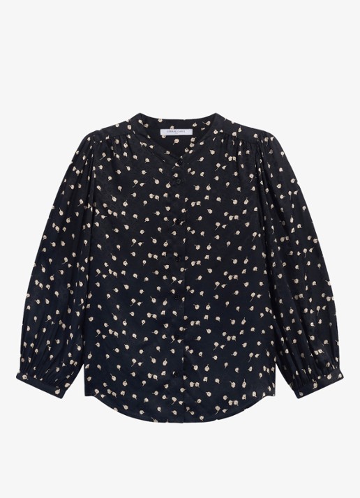 Gerard Darel Lonnie blouse met jacquard dessin - voorkant 2 zwart