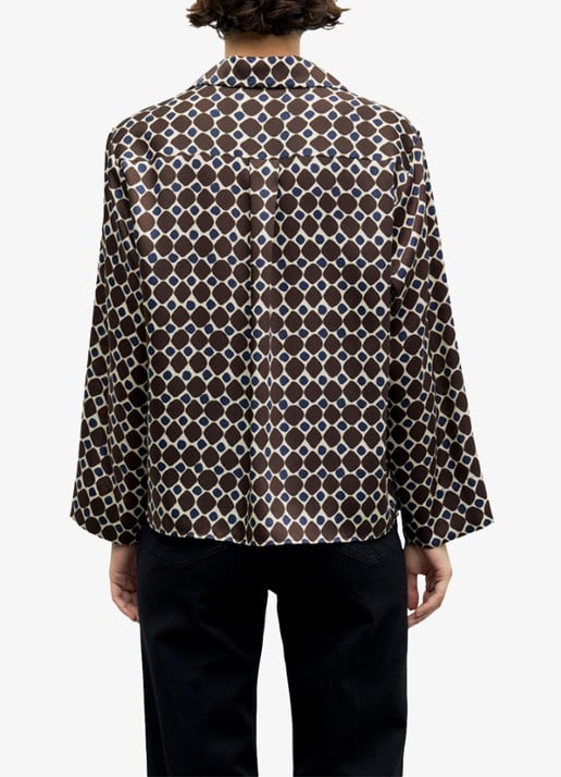 Gerard Darel Lorra blouse met grafische print - achterkant 3 bruin
