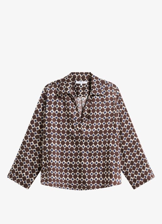 Gerard Darel Lorra blouse met grafische print - voorkant bruin