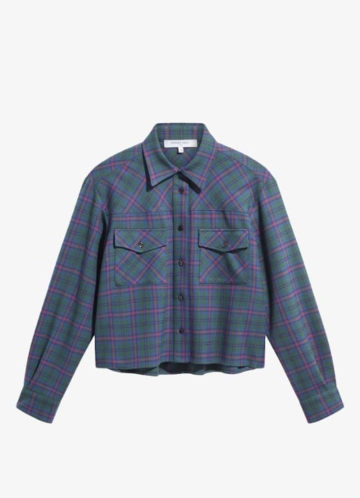 Gerard Darel Lotty cropped blouse met ruitdessin - voorkant 2 groen
