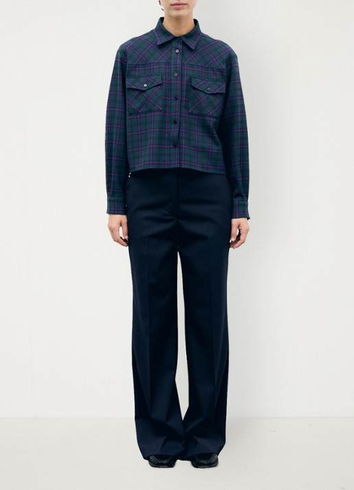 Gerard Darel Lotty cropped blouse met ruitdessin - voorkant 3 groen