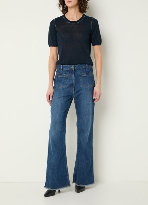 Gerard Darel Loumia fijngebreide top in linnenblend - voorkant 2 donkerblauw