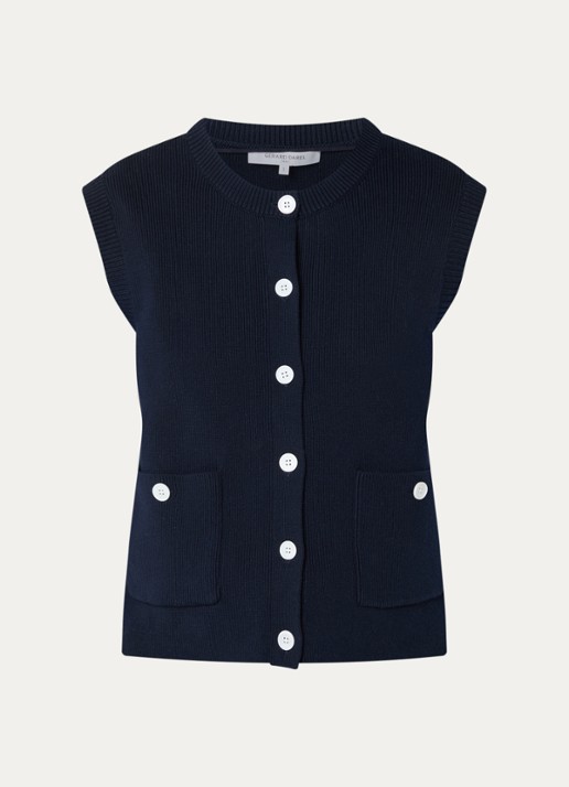 Gerard Darel Louve gebreid vest met opgestikte zakken - voorkant 2 donkerblauw