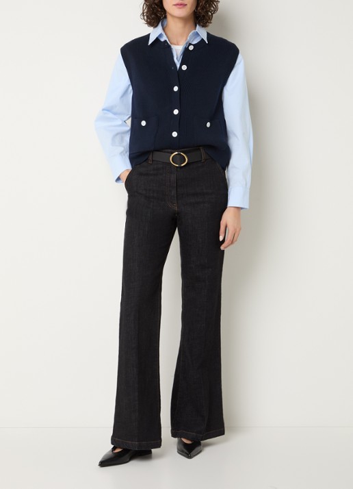 Gerard Darel Louve gebreid vest met opgestikte zakken - voorkant 3 donkerblauw