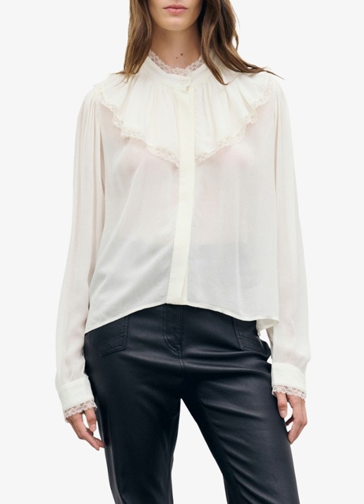 Gerard Darel Lumina blouse van crêpe met ruches en kant