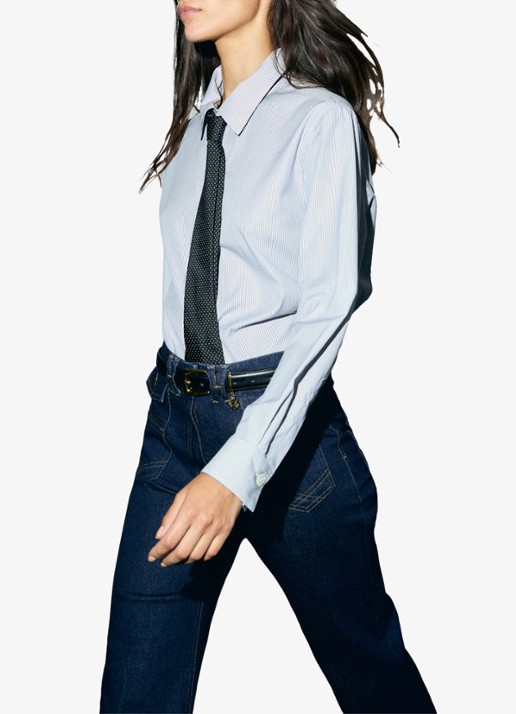 Gerard Darel Lyla blouse met streepprint - detail 6 lichtblauw