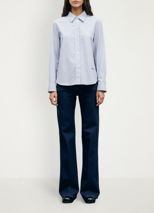 Gerard Darel Lyla blouse met streepprint - voorkant 2 lichtblauw