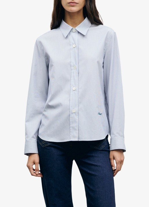 Gerard Darel Lyla blouse met streepprint - detail 7 lichtblauw