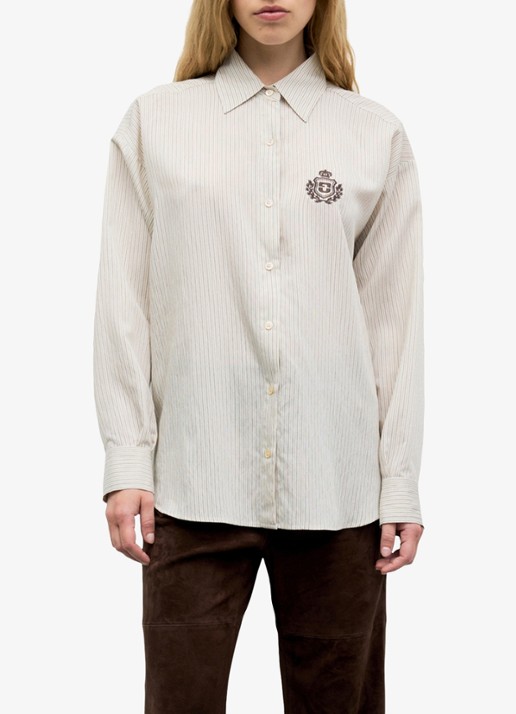 Gerard Darel Lys blouse met streepprint en borduring - detail 4 beige