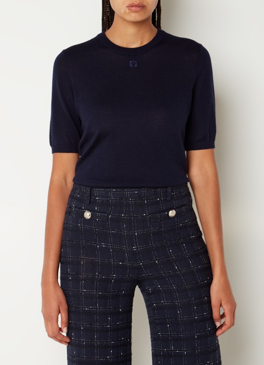 Gerard Darel Lysea fijngebreide top van merino wol met logoborduring