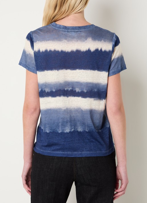 Gerard Darel Mabinty T-shirt van linnen met streepprint - achterkant indigo