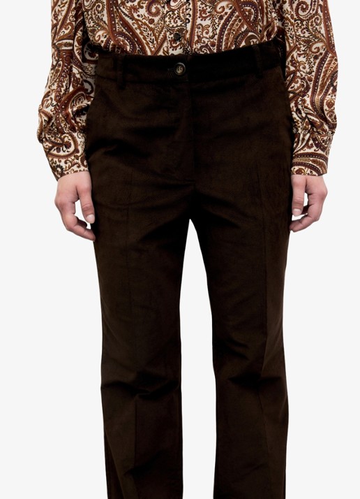 Gerard Darel Maby mid waist flared fit broek  - detail 2 donkerbruin