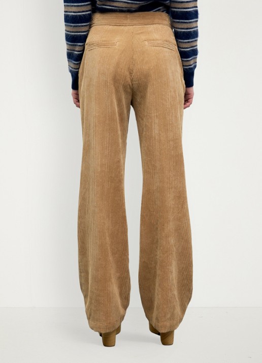 Gerard Darel Maev high waist loose fit broek  - achterkant 5 zand
