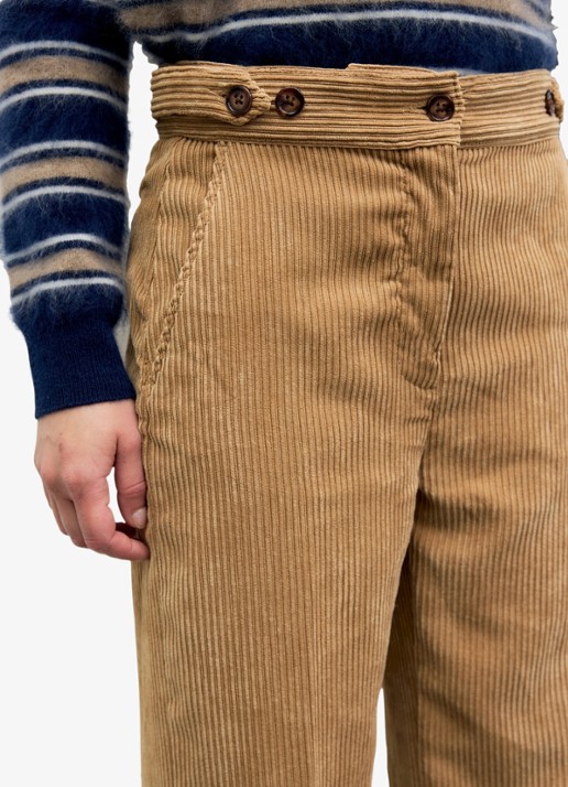 Gerard Darel Maev high waist loose fit broek  - detail 4 zand
