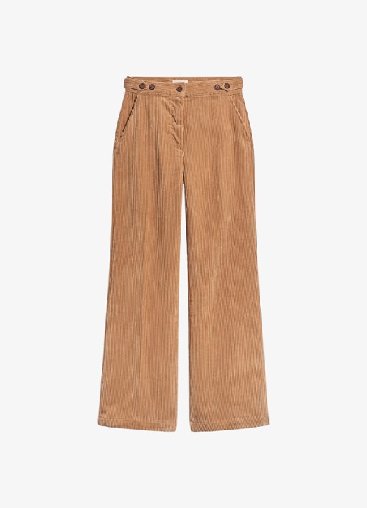 Gerard Darel Maev high waist loose fit broek  - voorkant zand