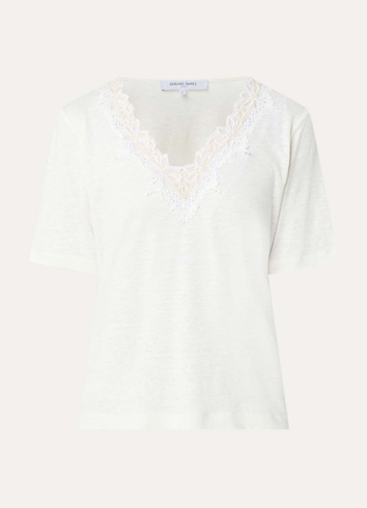 Gerard Darel Maevanelle top met broderie - voorkant gebroken wit