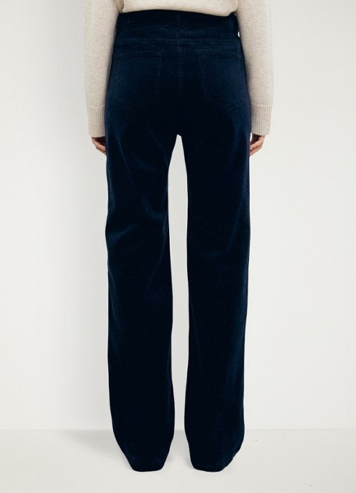 Gerard Darel Mag high waist wide fit broek van corduroy - achterkant blauw