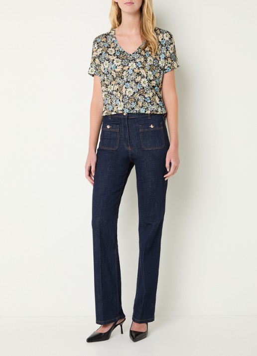Gerard Darel Malinae T-shirt met bloemenprint - voorkant 2 zwart