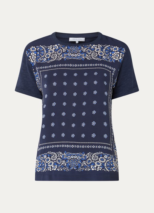 Gerard Darel Manolia T-shirt met paisley dessin - voorkant 2 donkerblauw