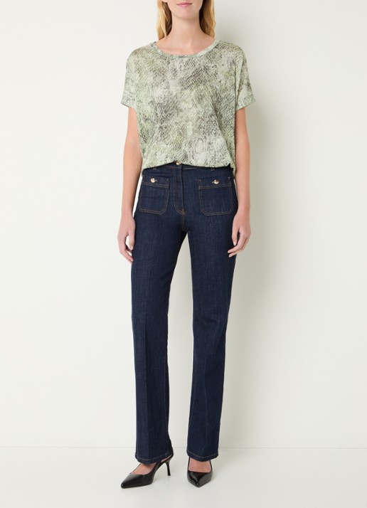 Gerard Darel Mariel T-shirt met slangenprint - voorkant 2 groen