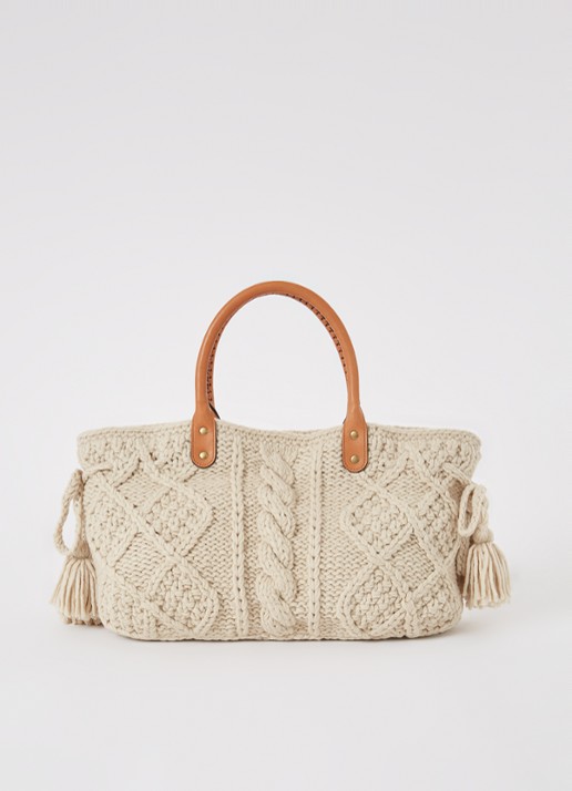 Gerard Darel Marilyn grofgebreide shopper met leren details
