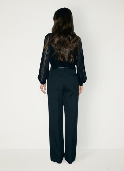Gerard Darel Meg high waist straight leg pantalon - detail 4 zwart