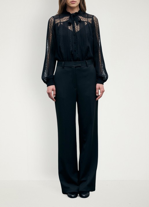 Gerard Darel Meg high waist straight leg pantalon - voorkant 6 zwart