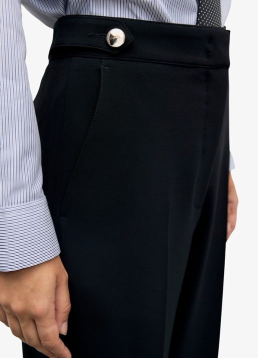 Gerard Darel Mela mid waist loose fit pantalon - detail 3 zwart
