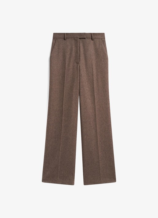 Gerard Darel Mia Wide herringbone suit pants  - voorkant 4 bruin