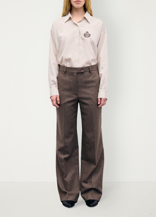 Gerard Darel Mia Wide herringbone suit pants  - voorkant 5 bruin