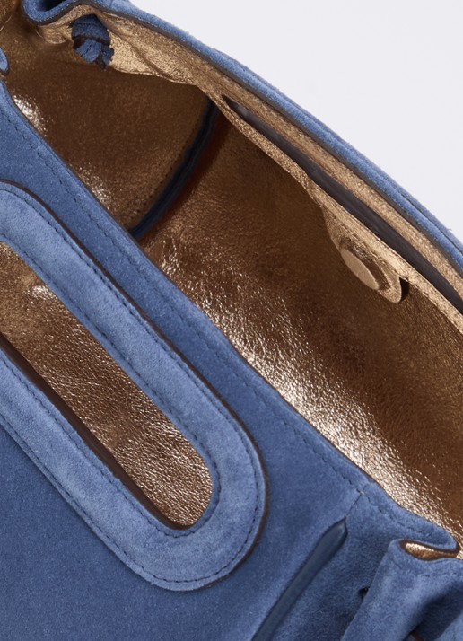 Gerard Darel Mini Dany schoudertas van suéde  - detail 2 blauwgrijs