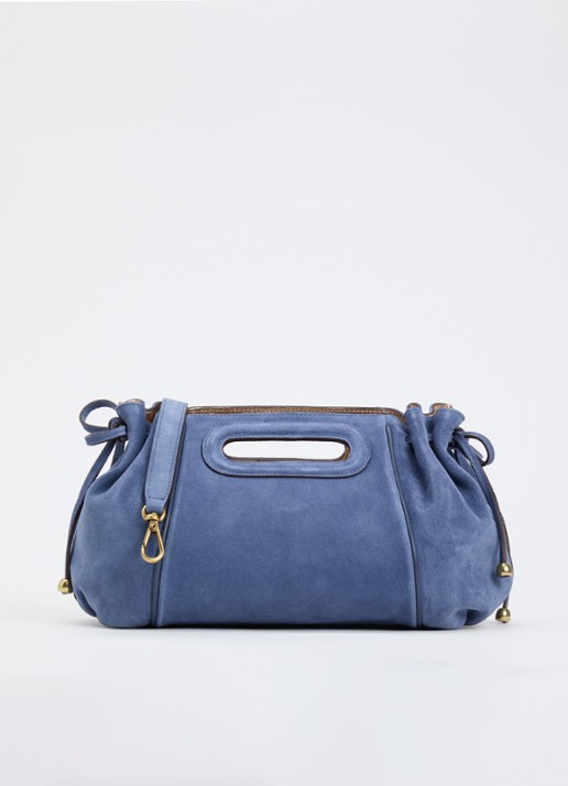 Gerard Darel Mini Dany schoudertas van suéde  - voorkant 5 blauwgrijs