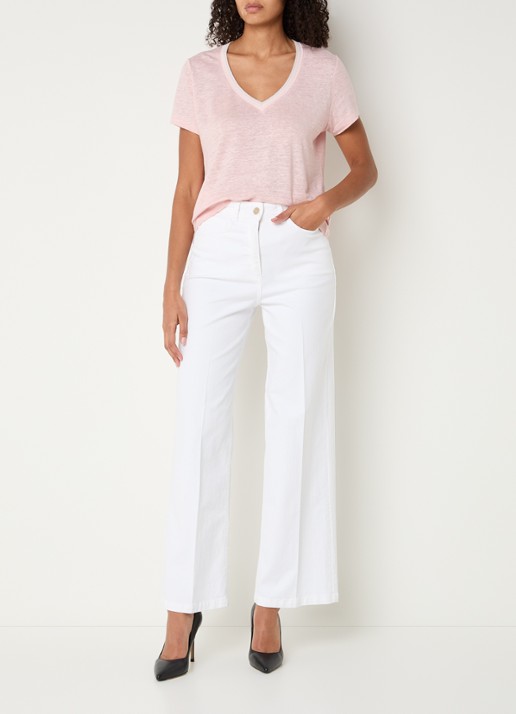 Gerard Darel Mirana T-shirt van linnen met lurex  - voorkant 4 lichtroze