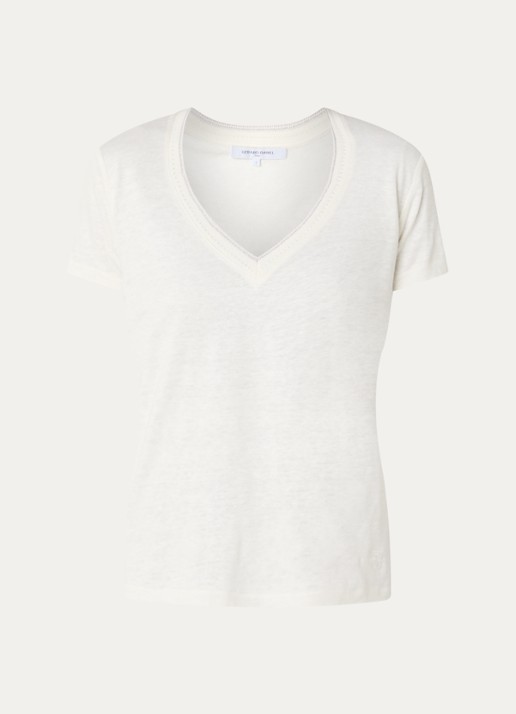 Gerard Darel Mirana T-shirt van linnen met lurex  - voorkant 2 gebroken wit
