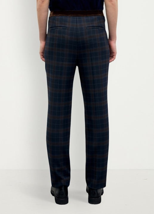 Gerard Darel Misa pantalon in wolblend met ruit dessin - achterkant blauw