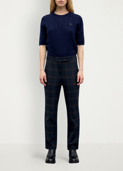 Gerard Darel Misa pantalon in wolblend met ruit dessin - voorkant 5 blauw