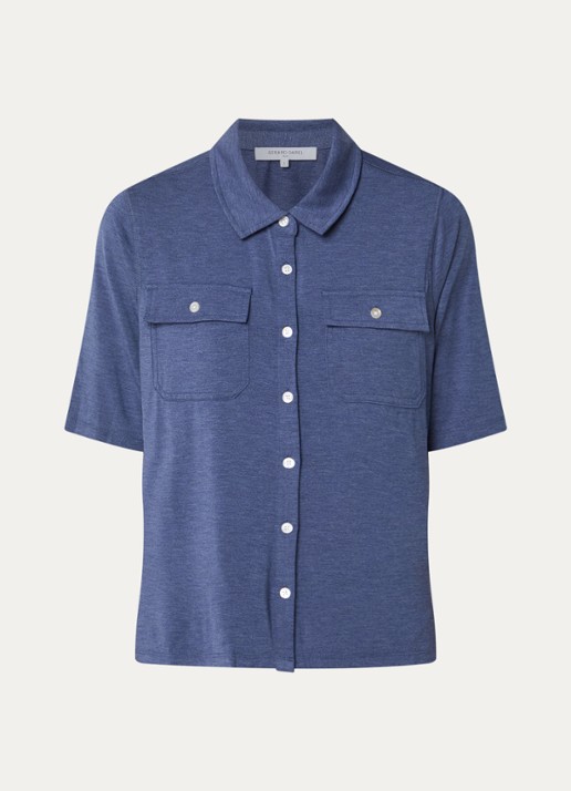 Gerard Darel Myla blouse met borstzakken - voorkant 3 indigo