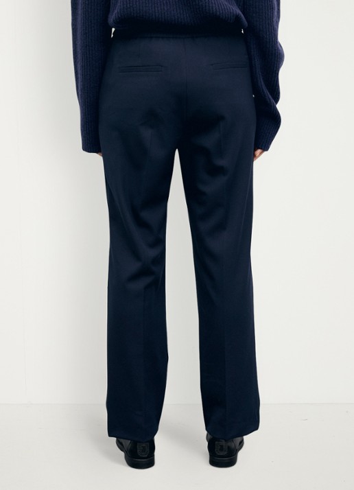 Gerard Darel Myra high waist straight leg pantalon met strikceintuur - achterkant 5 blauw