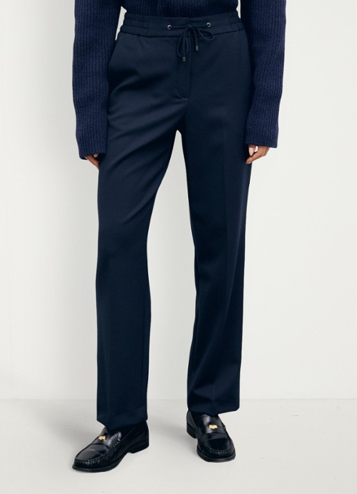Gerard Darel Myra high waist straight leg pantalon met strikceintuur - detail blauw