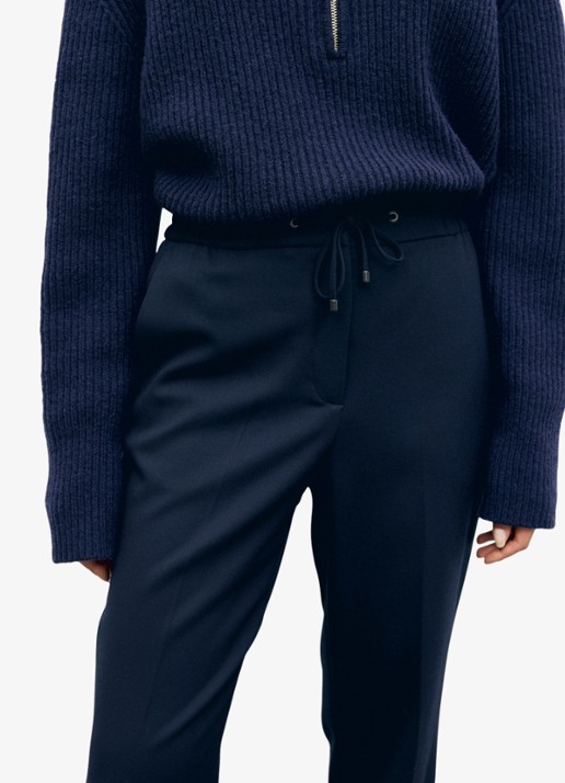 Gerard Darel Myra high waist straight leg pantalon met strikceintuur - detail 2 blauw