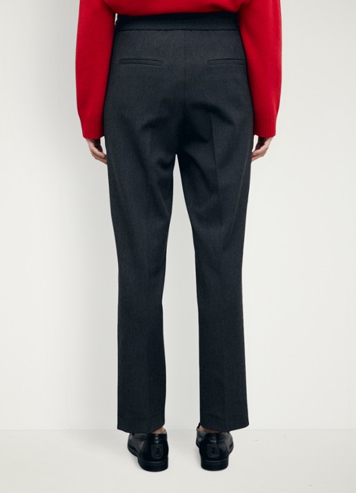 Gerard Darel Myra high waist straight leg pantalon met strikceintuur - achterkant 5 donkergrijs