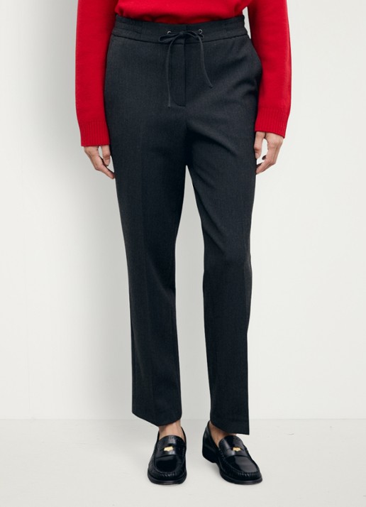 Gerard Darel Myra high waist straight leg pantalon met strikceintuur - detail 3 donkergrijs