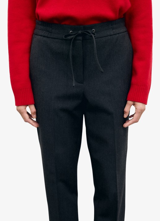 Gerard Darel Myra high waist straight leg pantalon met strikceintuur - detail 4 donkergrijs