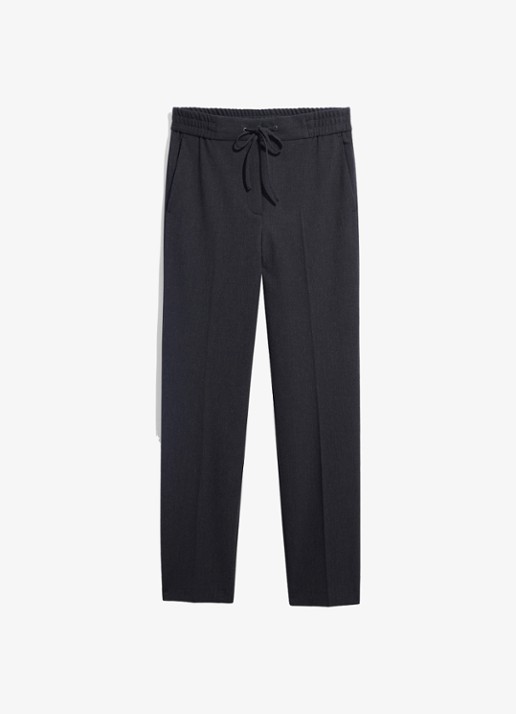 Gerard Darel Myra high waist straight leg pantalon met strikceintuur - voorkant donkergrijs