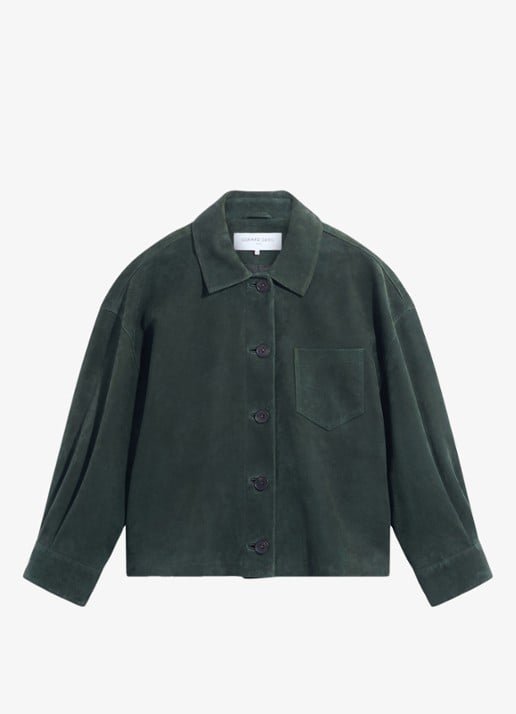 Gerard Darel Pia overshirt van suède - voorkant donkergroen