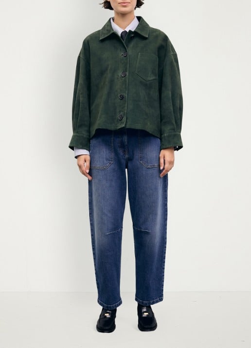 Gerard Darel Pia overshirt van suède - voorkant 2 donkergroen