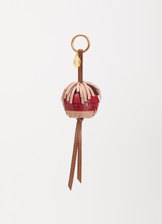 Gerard Darel Pompon sleutelhanger van leer met franjes