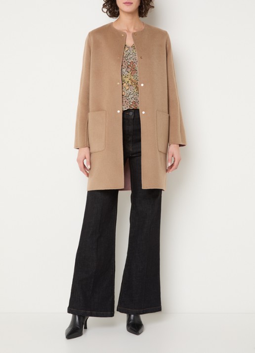 Gerard Darel Precilia reversible mantel van wol - voorkant 2 lichtroze